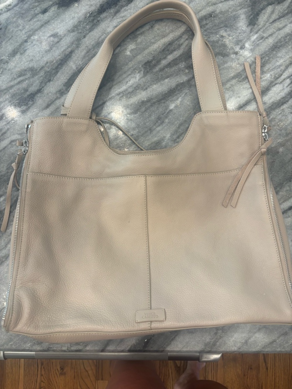 Vince Camuto beige Leather Tote